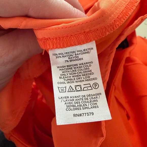 🌺one day sale Ann Taylor The Single Pleated Wide Leg Pant Size 8 Flame Azalea - Picture 8 of 9